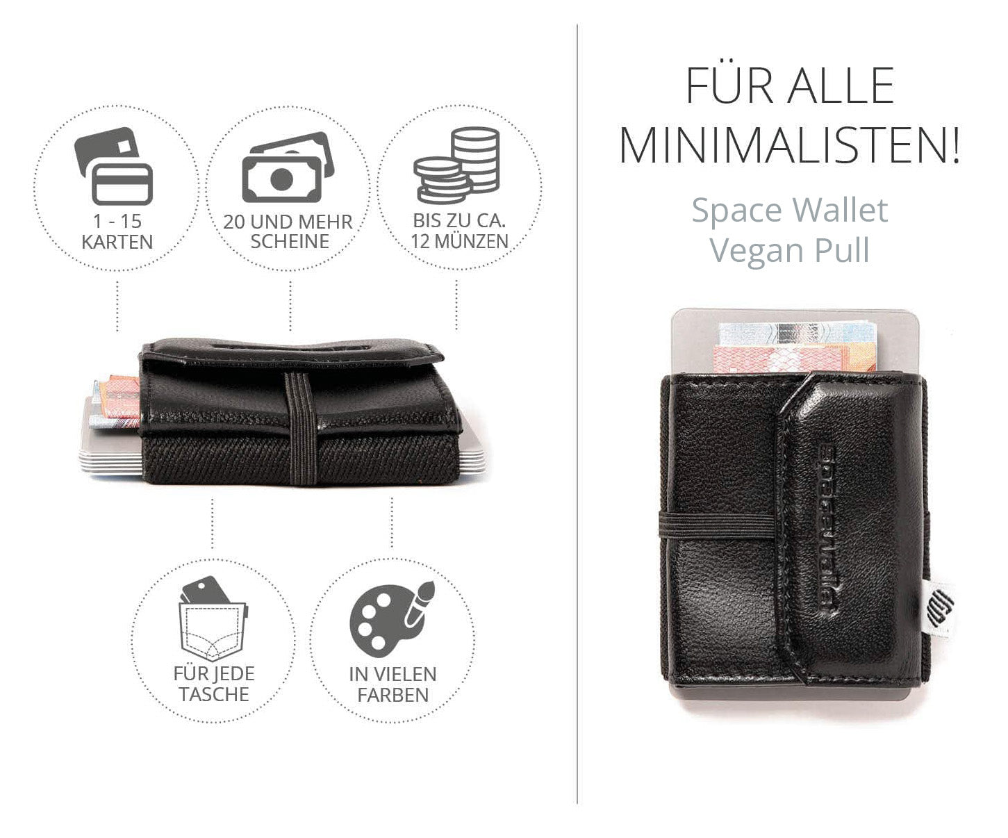Space Wallet Vegan Pull - veganes Slim Wallet mit Münzfach